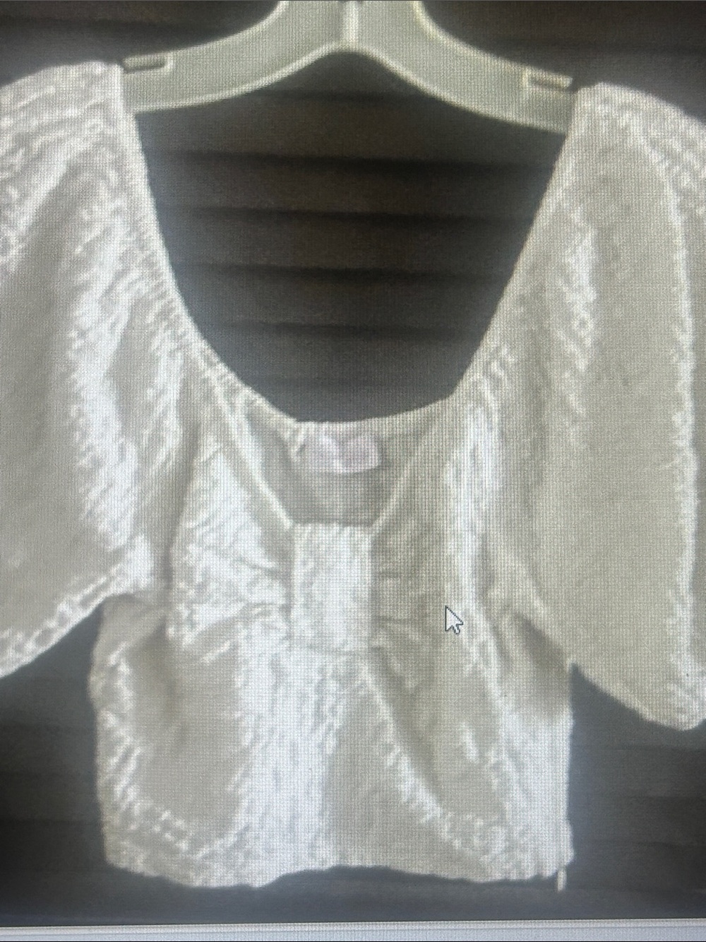 Pink Lily White Puff Sleeve Square Neck Crop Top with Front Panel